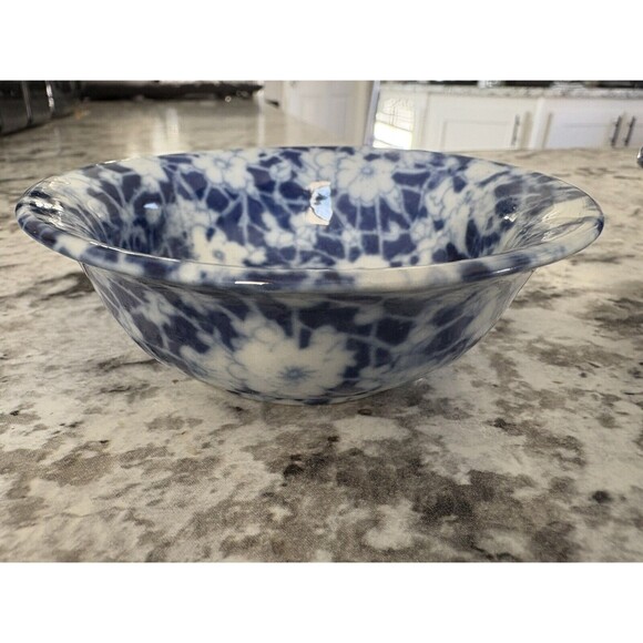 Vintage Antique Victoria Ware Ironstone Small 4" Pitcher & 4" Basin Calico Blue - Picture 7 of 10